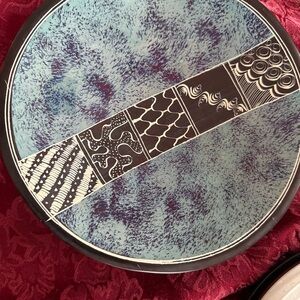 Artistic Blue Black Decorative Plate soapstone African artwork